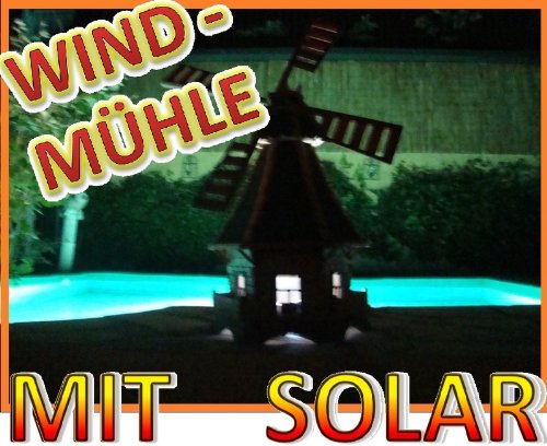 XL,windmühle,windmühlen garten, imprägniert + kugelgelagert 1 m groß rot dunkelrot edelrot weinrot, mit SOLARBELEUCHTUNG - 4