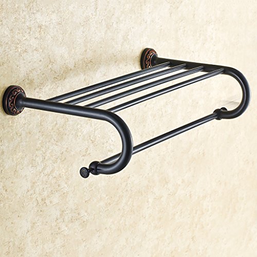 Bathroom Black Towel Rail, Wall-mounted Towel Rack Shelf Storage Rail Rack, Brass, 62cm (24.4 Inches) Storage rack