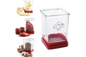 LYOVEU Speed Slicer with Push Plate,Stainless Steel Banana Strawberry Cutter,fruit slicer cutter cup,Strawberry Cup Slicer,Cup Slicer, Fruit Slicer Cup, Strawberry Slicer Kitchen Gadget