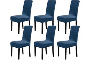 Chickwin Stuhlhussen 6er Set Samt Stuhlhussen für Schwingstühle, Esszimmerstühle Hussen Für Hochzeit, Hotel, Küche, Bankett, Partys Stretch Stuhlhussen (6er,Königsblau)