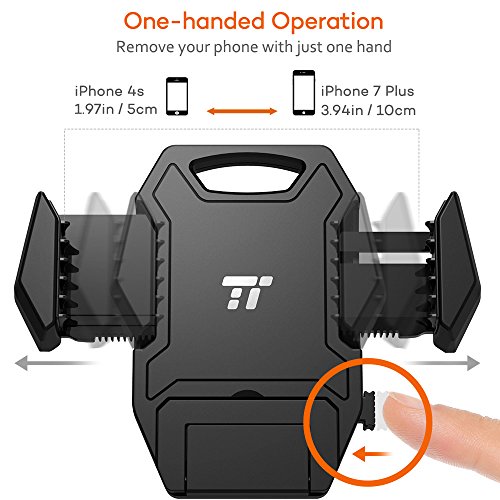 TaoTronics Supporto da auto per Smartphone, con Clip/cuscinetto, in Silicone e pulsante di rilascio per la mano