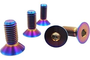 RISON-Titanium Bulloni a Testa Svasata in Titanio GR5 M5x0.8x10mm, Viti a Testa Piatta con Esagono Incassato, Viti a Testa Brugola Bullone Meccanico Viti Filettate per Bicicletta, MTB, 5 Pezzi