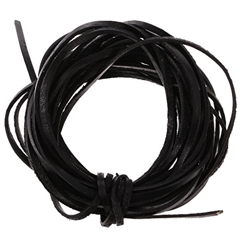 MagiDeal 5 Meter 3mm Flache Lederschnur Für Armband Perlen Schmuck Machen DIY – Schwarz, 5 Meter 3mm - 7