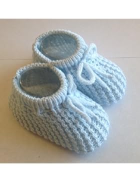 Baby Beute gestrickt Neugeborene Stiefelchen Größe 0–3Monate Pink Weiß Creme oder Blau