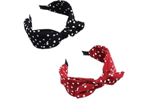 N\A Lot de 2 bandeaux larges avec nœud à pois pour femme et fille