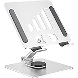 Firschoie Supporto Tablet Alluminio, Girevole e regolabile a 360°, Portacellulare da tavolo regolabile, portatile, base antis