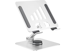 Firschoie Supporto Tablet Alluminio, Girevole e regolabile a 360°, Portacellulare da tavolo regolabile, portatile, base antiscivolo, Adatto per telefoni cellulari, accessori, scrivanie (argento)