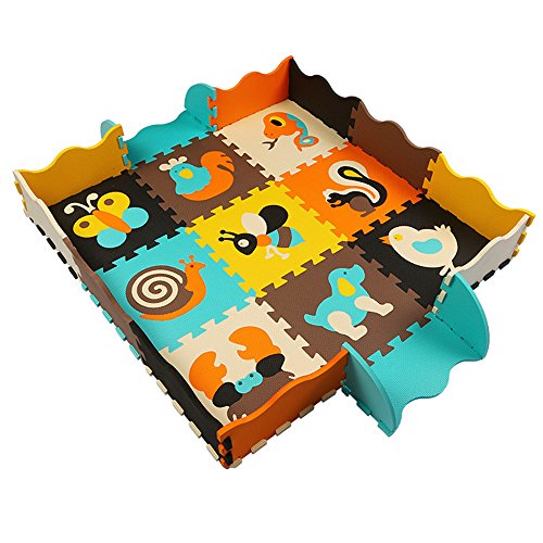 KAIXIN Puzzlematte Spielmatte Spielteppich Schaumstoff Puzzle Kinderteppich25 Stück 120cm * 120cm * 1.2cm