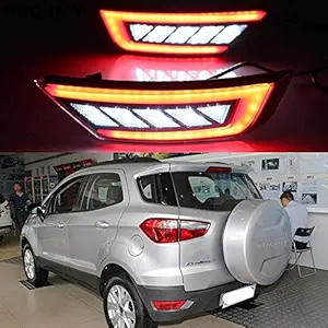Auto Concept Rear Bumper LED Reflector DRL for New Ecosports (Red) - Set of 2 Pieces