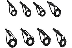 JSKWIKE 8 Pcs Kit de reparación de Punta de caña de Pescar Anillos de guía de Pesca de Repuesto de cerámica de Acero Inoxidable para cañas de Pescar de Agua Salada y de Agua Dulce