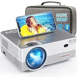 Native 1080P WiFi Projector, DBPOWER 8000L Full HD Outdoor Movie Projector Support iOS/Android Sync Screen&Zoom, Home Theater Video Projector Compatible w/Laptop/PC/DVD/TV/PS4 w/Carrying Case Included