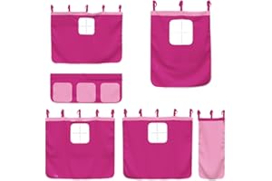 vidaXL Cortinas para Cama Alta, Cortinas para Litera con Bolsillos, Cortinas para Niños, Decoraciones para Dormitorio, Poliéster Rosa