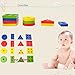 Fajiabao Birthday Gifts for Toddle Babies Colorful Wooden Blocks Shape and Colour Stacker Sorter Sorting Early Learning Activity Toys
