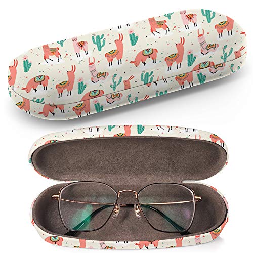Preisvergleich Produktbild Hardcase Brillenetui Sonnenbrillenetui Brillenbox Kunststof Clamshell-Art-Brillen-Fall mit Brille-Reinigungstuch (Llama On Cloud)