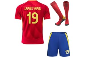 YSGTZY 2024 Lamine Yamal #19 Home Football Soccer Jersey/Shorts Socks Gift Set for Children Youth Sizes