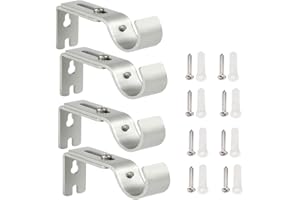 Amlope 4 unidades de soporte para barra de cortina ajustable con tornillos y taladros, soporte de cortina de metal para dormitorio, barra de ducha, barra tensora