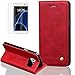 Produktbild Samsung Galaxy S7(2016)Hülle mit Panzerglas,ISENPENK Crazy Horse Pattern Outdoor PU Retro glatt Leder Tasche,Wasserdicht Shockproof Anti Slip Protection Stoßfest Leather Case mit Standfunktion,Original Bookstyle Cover Multifunktions Wallet Flip Case mit Intern Karte Schlitz,Stoßdämpfend Smart Case Wallet Tasche Schutzhülle Leathertasche für Samsung Galaxy S7(2016) 5.1Zoll[rot]+Panzerglas/Schutzfoile/Scutzglas