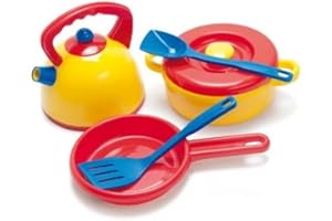 Dantoy Kettle and Pot Set, Role Play Set with 7 Pieces Including Utensils Pretend Play Toys for Kids – Multi-Colour