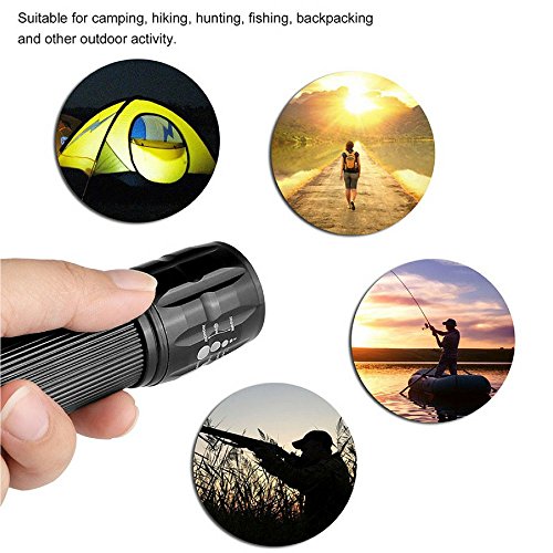 Asking Superhelle Taschenlampe LED, Zoomable fokussierbare, Inklusive 3 AAA Batterie, Wasserdicht, Leistungsstarke, Ideal für Camping - 4
