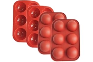 TASHELLS Lot de 4 petits moules en silicone ronds à 6 trous en forme de demi-sphère pour chocolat, gâteau, gelée, souris dôme