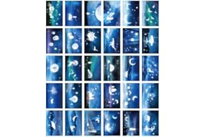 ZPPLD Kartki pocztowe, 30 sztuk, świecące w ciemności, zestaw, kartki z podziękowaniami, księga gości, plakat pocztówki podróżne Glow In The Dark Postcard (Wander Earth)