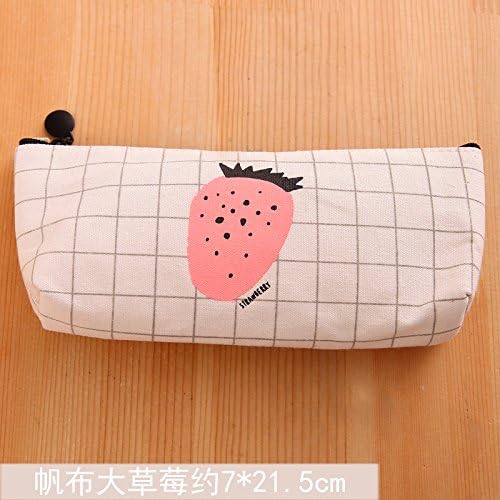 XIAMUO-Daily necessities Stationery creative whisper minimalist men and women at the beginning of primary and secondary students Pen Bags canvas large leather capacity pencil cases, Canvas, large strawberries