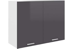 Keketa Wall Cabinet Kitchen Storage Cupboard Hanging Bathroom Wall Organiser Unit, Hanging Cabinet with Shelves High Gloss Grey 80x31x60 cm Engineered Wood