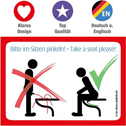 WC-Aufkleber Kombi: 2x Bitte im Sitzen pinkeln!, 2x Soviel Zeit muss sein!, Hände gründlich waschen! - 2