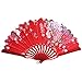 Produktbild REALIKE Damen Handfächer Chinesischer Blumen Stoff Fächer Bambusgriff Wandfächer Hochzeit Party Tanzen Fasching Weiß Blüten Japanischer Faltfächer Dekoration Geschenk Tanzabend Kostüm Maske Karnevals