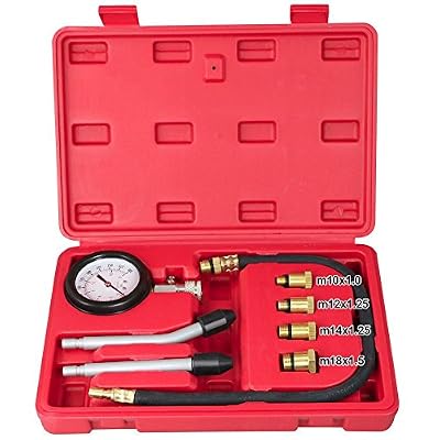 Yahee Coffret de Compressiomètre Multifonction pour Moteur Cylindre 0-300PSI（0-21bar) Jauge de pression Kit testeur
