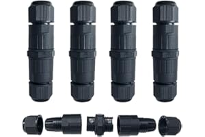 QitinDasen 4 Pezzi 3 Vie Esterno Impermeabile Cavo Connettore, Connettore Cavo Esterno Scatola di Giunzione Impermeabile IP68, per Diametro Cavo 5～9 mm (Tipo a Vite)