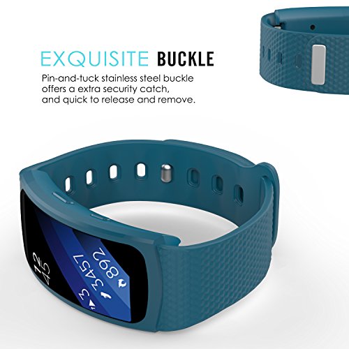 MoKo Samsung Gear Fit2 Correa  Fit 2 Pro Pulsera Deportiva Silicona Suave Reemplazo Sport Band para Samsung Gear Fit 2 SM-R360 Smart Watch  Azul Oficial  3 Piezas de Bandas incluido para 2 Longitudes 
