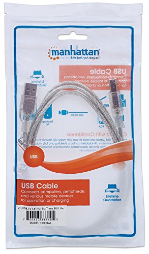 IC Intracom Manhattan USB 2.0 Kabel USB Anschlusskabel A / Stecker – B / Stecker 1.8 m silber transparent - 4