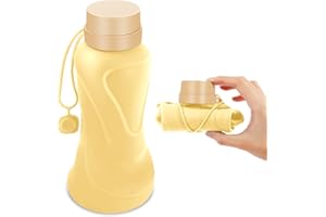 NAVTUE Collapsible Water Bottle, 650ml Foldable and Reusable Water Bottle for Travel, Gym, Hiking, Office, Camping (Yellow)