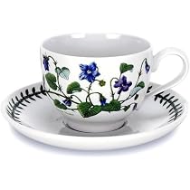 Tazza E Piattino Portmeirion Botanic Garden, Design Tradizionale Con Fiori E Farfalle, Diametro 10,2 Cm