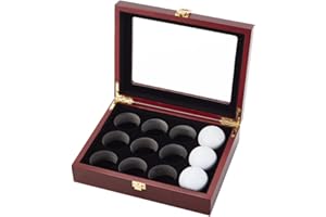 OLYCRAFT Caja expositora de pelotas de golf de madera de 12 agujeros para pelotas de golf, caja de almacenamiento de pelotas de golf, vitrina de madera, gabinete protegido para colecciones de pelotas