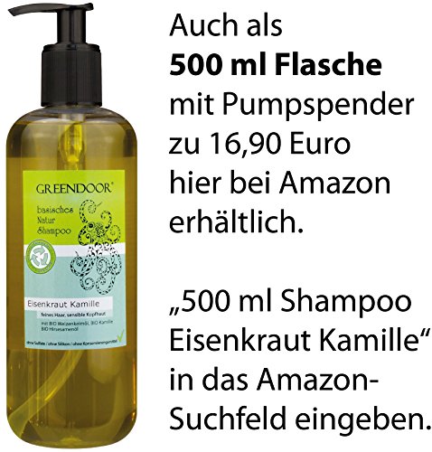 Greendoor Natur Shampoo Eisenkraut Kamille 200 ml – für kraftloses Haar, ohne Sulfate, ohne Silikon, ohne Konservierungsmittel, basische BIO Haarpflege, all natural, 100% biologisch abbaubar - 5