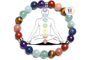 Attraction Zen BRACELET 7 CHAKRAS Pierres Naturelles | EBOOK Offert | Fait Main | Bijoux Femme Homme | Bracelet pierre naturelle | Pierres de 8mm | TOUTES LES PIERRES DE NOS BRACELETS SONT NATURELLES
