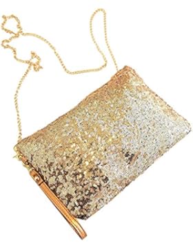 Kupplungs - SODIAL(R)Vintage Paillett Party Abend Tasche Kupplungs Handtasche, Gold