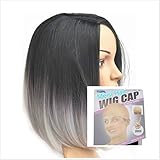 Aicos Black to Gray Ombre Wig, Fashion Heat Resistant Full Head Bob Style Fun Wig(Bob Hair Style)