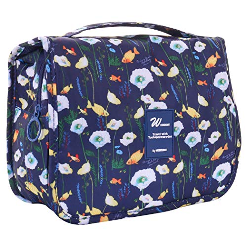 Freelynn - Neceser de Viaje para Mujer y Hombre, Organizador de Maquillaje, Bolsa para la Noche, Camping, Vacaciones Familiares, con múltiples Bolsillos con Cierre Azul Goldfish Azul