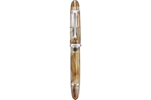 Asvine V800 - Pluma estilográfica con sistema de llenado al vacío de gran capacidad de tinta - Número 8 punta ancha 1.1mm para caligrafía, dibujo artístico, con llave de regalo - Marrón Blanco