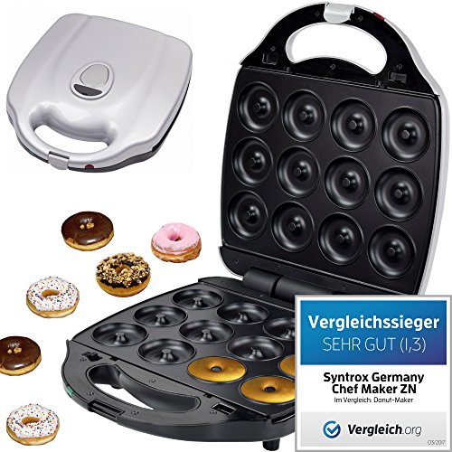 Syntrox Germany XXL Donutmaker Chef Maker mit herausnehmbaren und spülmaschinen geeigneten Wechselplatten