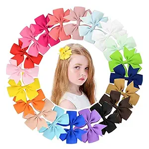 SNOWIE SOFT  20 Pcs 3 inch Grosgrain Ribbon Baby Girls Hair Bows Alligator Clips Hair Accessories for Infants Toddlers Kids Teens