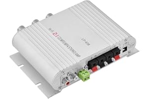 HEAYZOKI Mini amplificador Hi-Fi 2.1 CH Clase D Amplificador estéreo, Mini HiFi 2.1 Stereo Bass Auto Car Home Audio Amplificador de potencia Amplificador digital, Amplificador de alta potencia DC(Plata)