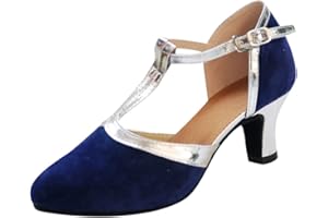 DELOITO SCHUHE Damen Sozial Ballsaal Tango Latein Schuhe Salsa Tanzschuhe Mädchen Herde Pailletten Weicher Boden Spitze Absätze Hochzeit Party Schuhe