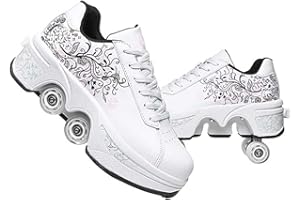 ‎JINFUGRON Roller Schuhe, Schuhe mit Rollen rollerskates mädchen Männer, Skateboard Schuhe Bequem Und Atmungsaktiv Quad Skates Verstellbare Rollschuhe Verstecktes Rad Sneaker mit Rollen