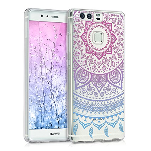 kwmobile Funda para Huawei P9 - Carcasa de  TPU  para m  vil y dise  o de Sol hind   en  Azul Rosa Fucsia Transparente 