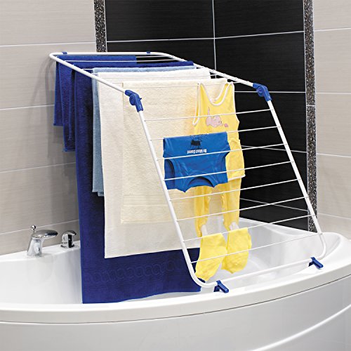 ArtMoon Louise Klapp- Wäschetrockner Wäscheständer Wäschespinne über der Badewanne mit 16 Hängestangen Stahl / Plastik Weiß 60X128 cm - 3
