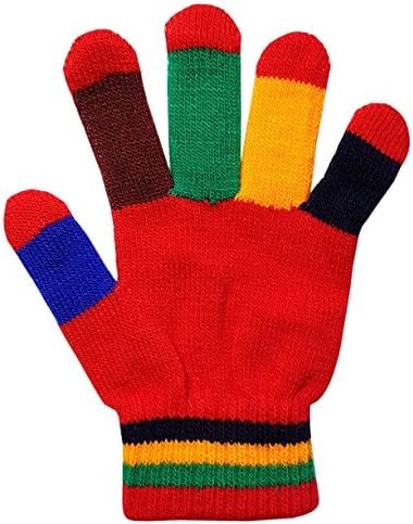 Children's Colourful Rainbow Magic Gloves Winter Warm (Red)